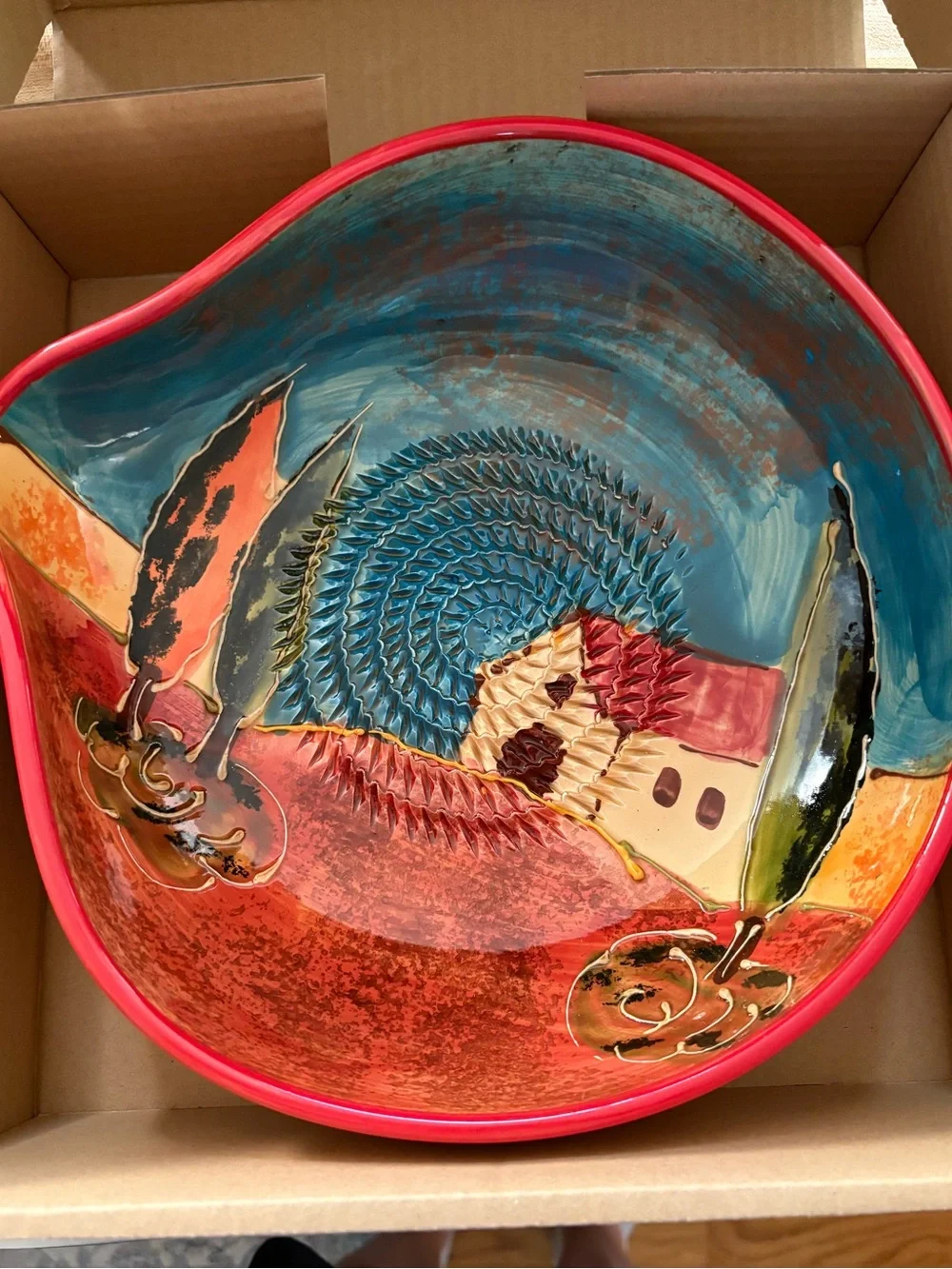 NWT Hand Painted Ceramic grater plate and serving bowl set Spanish art